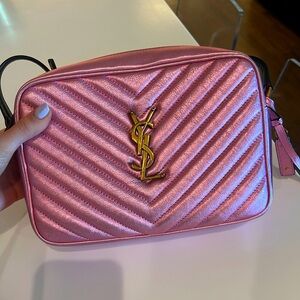 YSL metallic pink camera bag